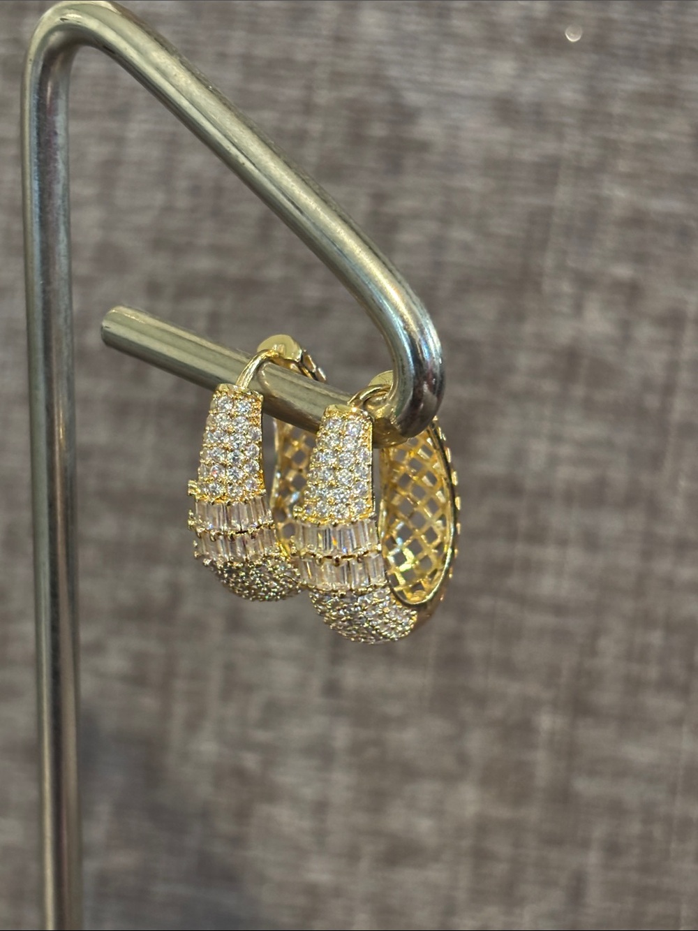 Gold Pave Crystal Hoop Earrings - Women Jewelry